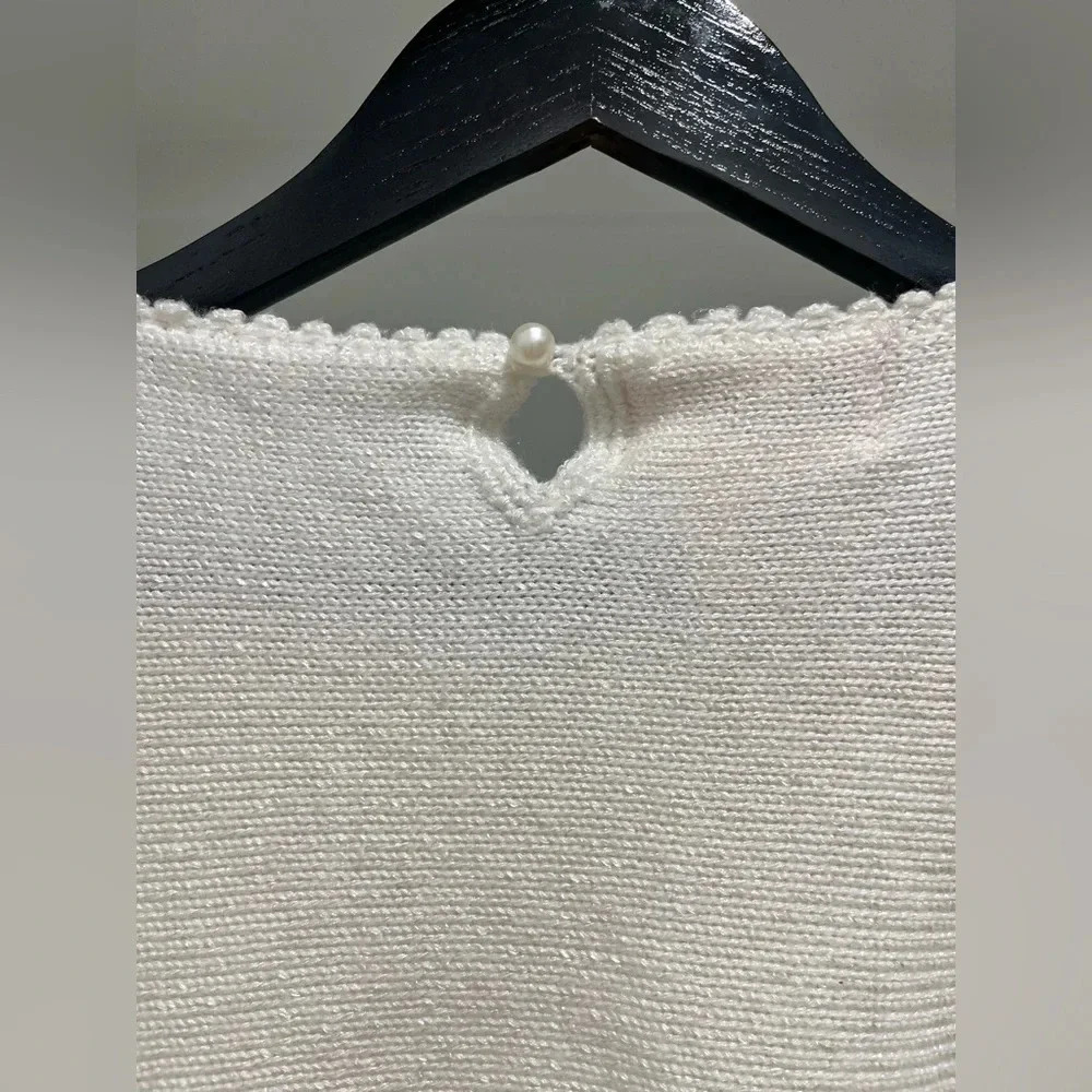 Vintage • Jaclyn Smith ivory Beaded Embroidered Sweater womens size small - Picture 7 of 11